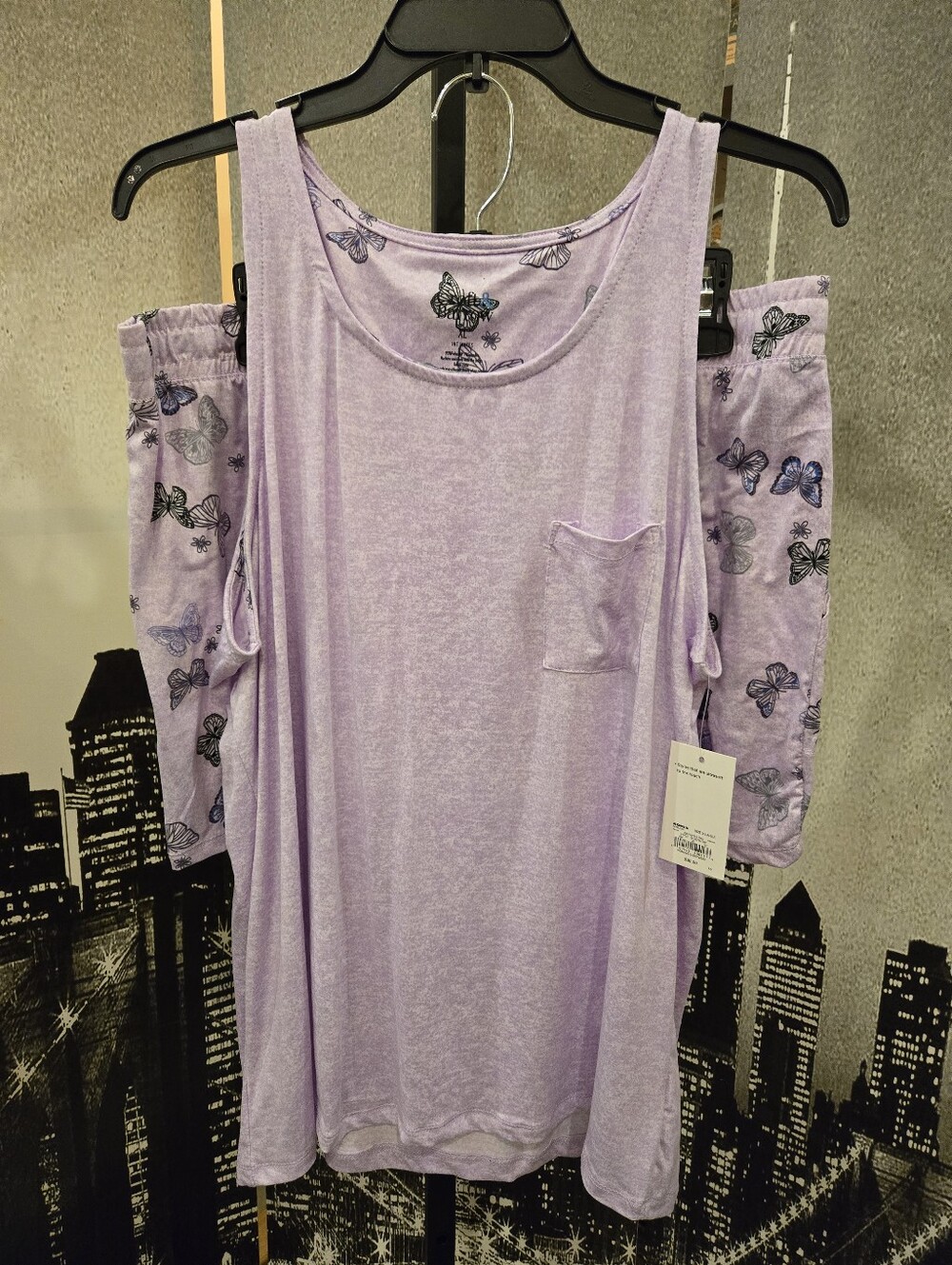 New With Tags Croft & Barrow Lavendar Butterfly Pj Size XL Shorts Set